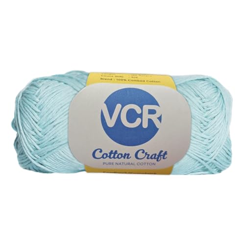 Image of VCR 8Ply Seafoam Cotton Craft Yarn, 100 Grams Hank, 160 Meters Length, Cotton Combed Ball for Crochet and Knitting, Pack of 1 Yarn, Suitable for DIY Crafts