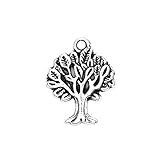 Pack of 80 Tree of Life Charms Pendants Silver Craft Supplies for Jewelry Making Tibetan Accessories for Bracelets Necklace DIY