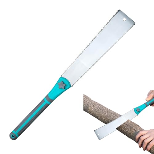 Vastsea Sega a Trazione a Doppio Bordo Portatile a Denti Fini, Sega a Doppio Bordo per Taglio del Legno, per Falegnameria, Giardinaggio (Blu-grigio)