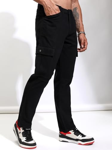 Image of Highlander Men's Straight Fit | Cargo Trousers | Classic & Functional | Multiple Pockets | Everyday Comfort | Trouser for Men | Men Trousers