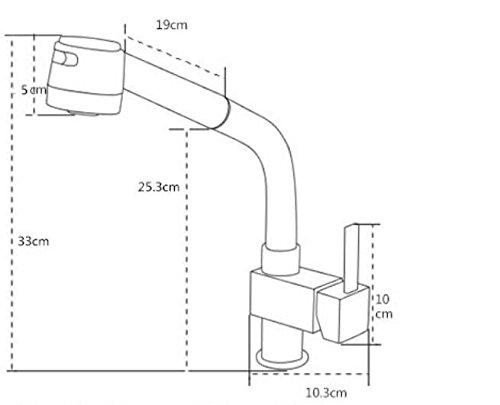 Grifo de cocina tipo de extracción vegetal lavado caliente y frío Grifo lavabo, fregadero jefe columna de agua/ducha dos grifos de salida de agua