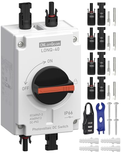 CNLONQ Solar PV Disconnect Switch 32 Amp DC1500V Rapid Shutoff Isolator Switch 1in 1out with Plug...