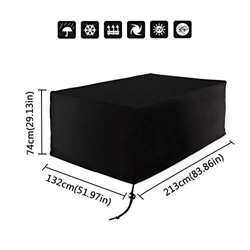 Xiliy Housse de Protection étanche pour Meubles de Jardin Patio Table Meubles Couverture pour Meuble de Jardin Rectangulaire 213 x 132 x 74 cm