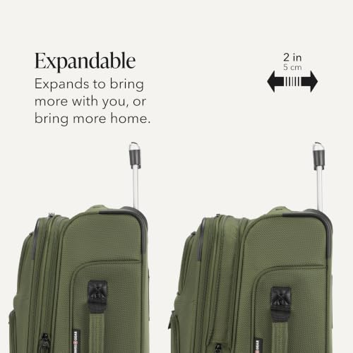 SwissGear Sion Softside Expandable Spinner Luggage Durable Lightweight Travel Suitcase, Evergreen, 2-Piece Set (Carry-On/Backpack) - image 8