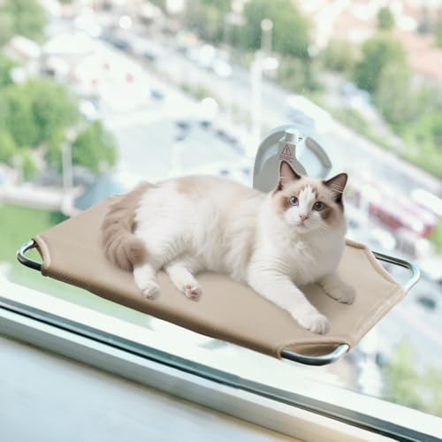LORESJOY Amaca per Gatti da Finestra Pieghevole, 45 x 30 cm Amaca Gatto Finestra, Cuccia Gatto Vicino alla Finestra con Ventosa Forte, Trespolo Fino a 20kg