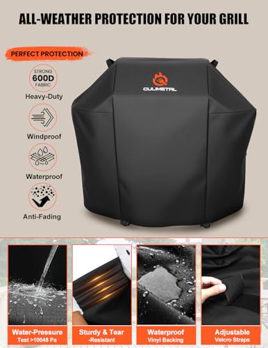 Image of QuliMetal 52 Inch BBQ Grill Cover for Weber Spirit 2,2-4 Burners Gas Gril | 600D Waterproof BBQ Cover for Weber Spirit 300 /Spirit 400 Series Grills and Charbroil,Nexgrill,etc,Replacement for Weber 7106