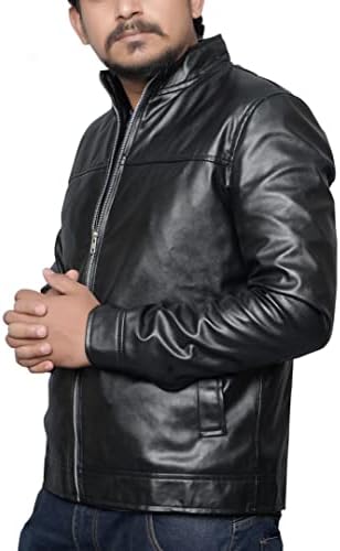 EASTIFIED Men's Faux Leather Jacket Slim Lightweight Casual Stand Collar Motorcycle Racer (2X-LARGE)