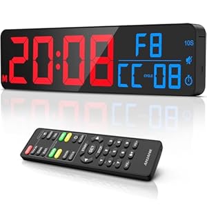ANJANK 15″ Large Gym Timer, LED Digital Wall Clock for Workout, Interval & Round Timer, Countdown/Up/Stopwatch/12-Level Volume, Remote Control for Home, Garage, Outdoor Crossfit, Fitness Accessories