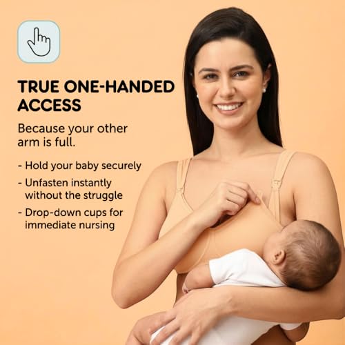 Image of The Mom Store Mom Nursing Bra | Full Coverage Non Padded Bra | Feeding Bra | Maternity Bra | Non Wired Bra | Cotton Blend