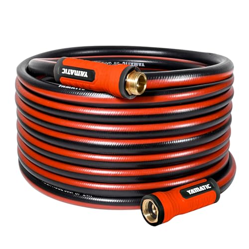 Image of YAMATIC 50ft Flexible Garden Hose 5 /8in I.D. with 360 Swivel Brass Handle | 50 FT Heavy Duty Water Hose with 3 /4 inch Brass Male to Female Connectors, Leakproof for All-Weather Outdoor Use Agriculture Lawn