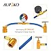 R134A AC Refrigerant Charge Hose Kit, 1/2’’ Self-Sealing Valve Can, and Recharge Hose with Pressure Gauge, Fits for Car AC Air Conditioning Refrigerant