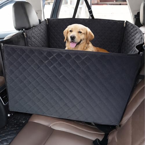 Image of Dog Car Seat Cover 60 /40 Split for Back Seat, Waterproof Pet Seat Cover for Dogs, Scratchproof, Anti-Slip, with Flaps and Mesh Window