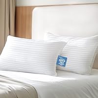 Hypoallergenic Soft Standard/Queen Size Set of 2 Pillows, Down Alternative Filling with Cotton Shell Hotel Quality Pillows, Breathable, Ideal for Side, Back and Stomach Sleeper, Oeko-TEX Certified