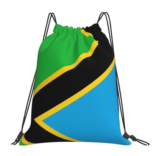 Tanzania Flag Print Drawstring Backpack Outdoor Portable Backpack Lightweight Sports Bag For Travel, Gym