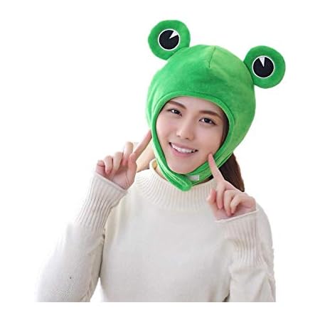 Amazon Bestmaple 動物キャップ 被り物 ぬいぐるみ かぶり物 かわいい ふわふわ もこもこ キャップ マスクアニマル コス 蛙 ぬいぐるみ おもちゃ