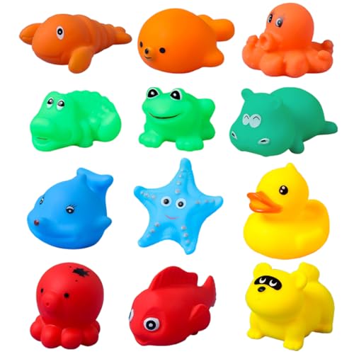 12 juguetes de baño de animales para bebés, juguetes para la bañera, juguetes...