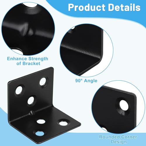 LALAGO Pack of 36 Stainless Steel Angle Connectors, 30 x 30 x 38 mm, Small Mounting Angle with 222 Pieces, Screws - Image 3