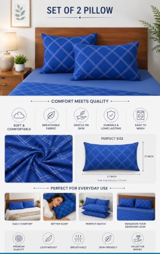 Image of Microfiber Pillow Cover 17x27 Inch (Pack of 2) | Soft & Durable | Ideal for Bed & Sofa Geometryc Chic