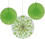 Creative Converting 3-Count Solid and Polka Dots Paper Fans, 12