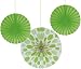 Creative Converting 3 Count Solid and Polka Dots Paper Fans, 12"/16", Fresh Lime
