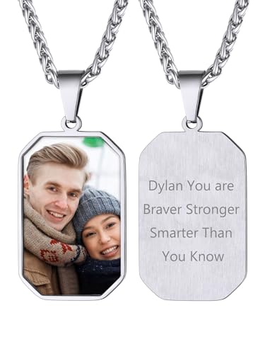 Supcare Collar Chapa con Foto Personalizada Hombre Colgante Octagonal Acero Inoxidable Joyería Personalizada Padre