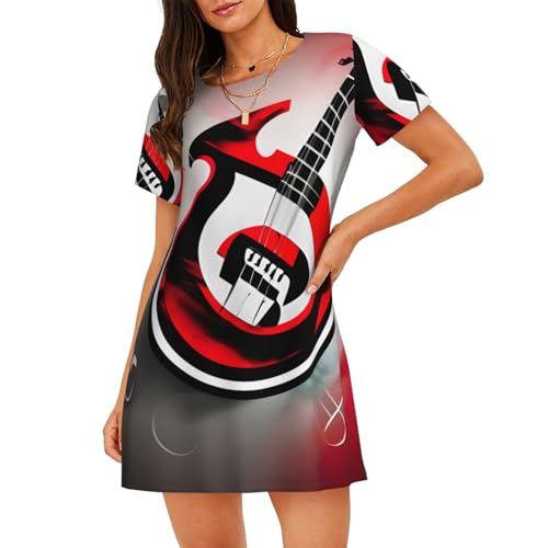 Robe de nuit musique avec imprimé artistique manches courtes