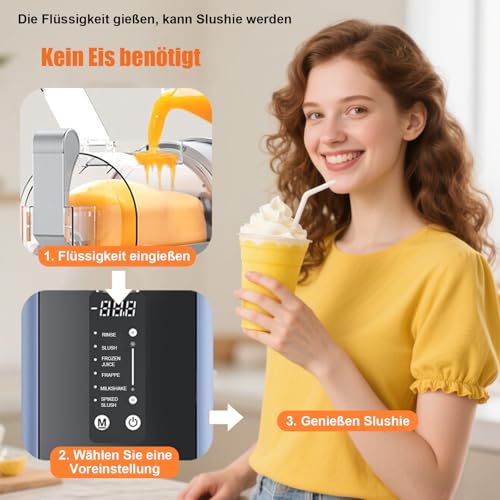 2L Slush Maschine für zu Hause, Slushie Maschine mit Selbstreinigung, keine Eis erforderlich, 5 Voreingestellte Programma, für die Slushie, kalte Getränke, Gekühlten Kaffee, Milchshake & Margaritas – Bild 4