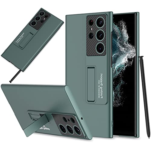 NINKI Galaxy S24 Ultra 5G Case with Stand, Heavy Duty Protective Cover, Green, Polycarbonate, Slim Fit, Hidden Kickstand, Wireless Charging, Compatible Women & Men