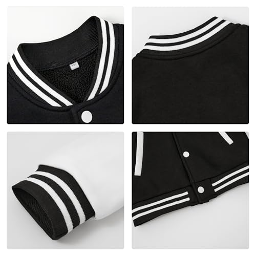 Image of Volunboy Kids Baseball Jacket Varsity Letterman Coat Fall Winter Fleece Bomber Vintage Outerwear