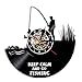 Orologio da Parete con Disco in Vinile da 12 Pollici, Decorazione da Parete da Pesca con Luce a LED, Regalo Decorativo Silenzioso per Orologio da Uomo, Regalo da Pescatore