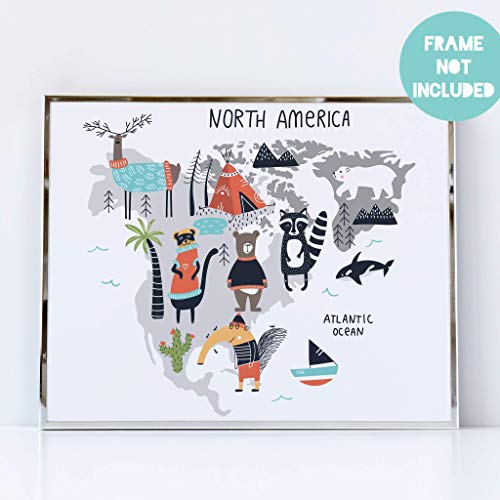 5 Continents World Map Animal Zoo Prints For Kids Whimsical Wall Art - Five Children's Posters Baby's Nursery Child's Bedroom (Unframed) Decor Printed Boys Girls By Ritzy Rose (World Map) #TOP4