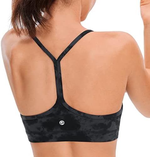 CRZ YOGA Damski Low Impact Strappy Wyściełany Biustonosz Sportowy Y Racer Plecy Spaghetti Paski Jogi Biustonosz Topy