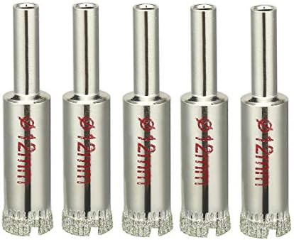uxcell 5PCS 12mm Diamond Coated Hole Saw Drill Bits for Glass Ceramic Tile Marble Rock Porcelain Bottles Pots Brick