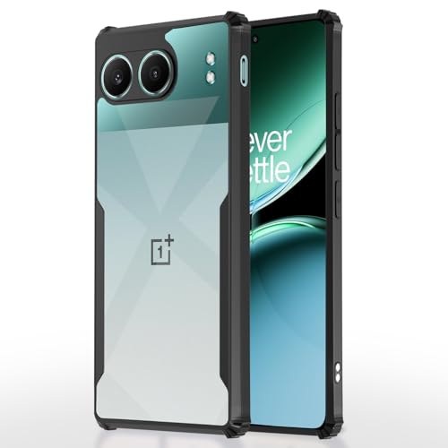 Image of Pikkme Crystal Clear Transparent Back Cover | Ultra Hyrbid | Full Camera Protection | Raised Edge | Bumper Case for OnePlus Nord 4 5G (Black)