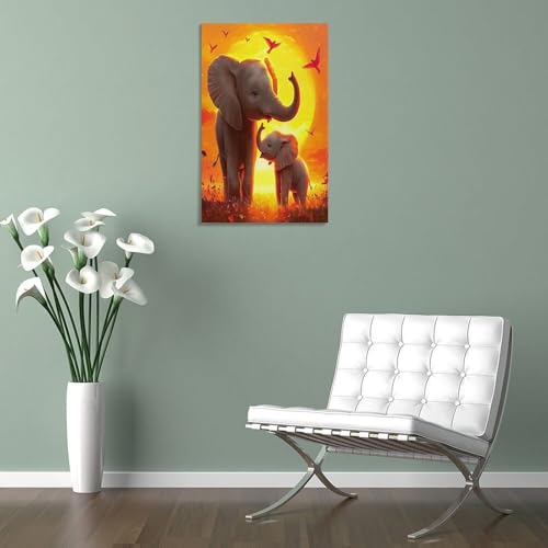 Affiche décoration éléphant coucher de soleil pour chambre - 5