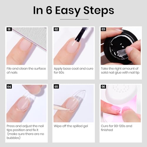 MIZHSE Solid Nail Glue, 18g Solid U V Gel Nail Glue Gel for Nails and Mini Light LED Lamp for Acrylic Nails Tips Long Lasting Rhinestone Glues for Salon Home DIY - Thumbnail 7
