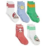 Mario Boys Nintendo Super Mario 5 Pack Crew Socks