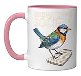Birdwatching Society Watercolor Birds Field Notes Ceramic Mug, Pink/White