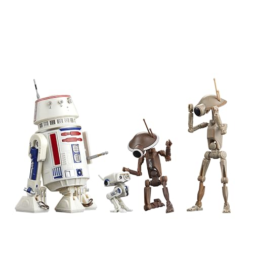 Star Wars The Black Series R5-D4, BD-72 & Boxendroiden, The Mandalorian Action-Sammelfiguren 4er-Pack, Skala 15 cm