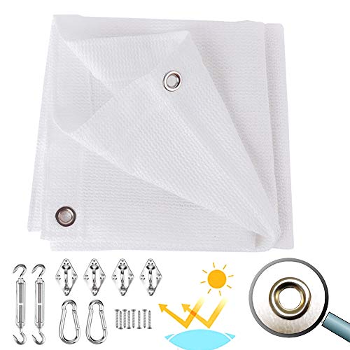 Paño de sombra con kit de fijación, toldo transpirable para sombreado para jardín, patio de patio (blanco), 1×3m
