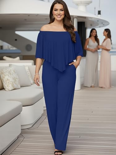 Image of KOH KOH Womens Long Pant Strapless Off Shoulder Pockets One Piece Jumpsuit