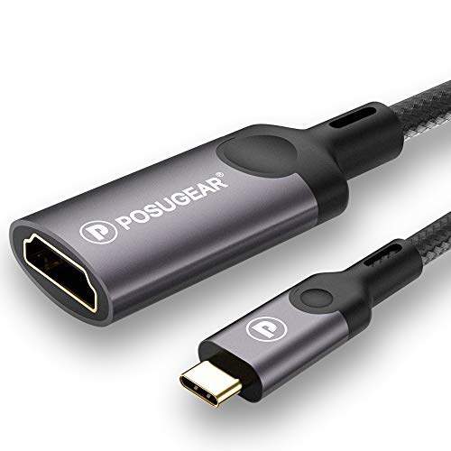 POSUGEAR Adaptador USB C a HDMI 4K@60Hz, Type C Thunderbolt 3 to HDMI 2.0, USB Tipo C a HDMI Compatible con MacBook Air 2018/2019, iMac 2017 21.5/ 27, Samsung Galaxy S10 / S9 / S8 Más etc