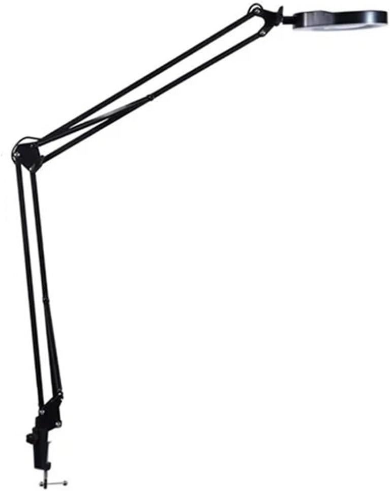 Microscope Accessories Kit Flexible Clamp-on Table Lamp with 10x 20x Magnifier Swing Arm Dimmable Illuminated Magnifier HD 48 LED Lamps Microscope Slides(Black,470MM)