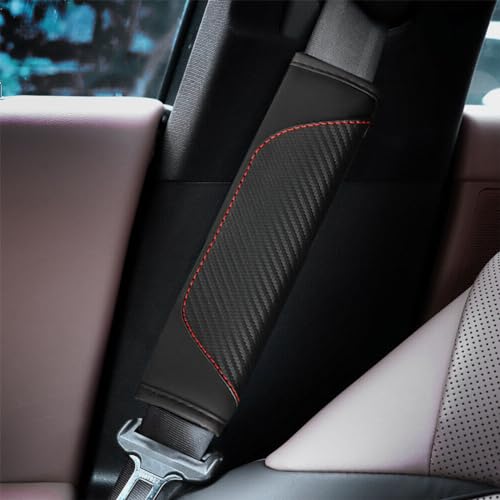 Image of Osilly 2PCS Car Seat Belt Cover, Carbon Fiber Seatbelt Shoulder Protection, Soft Car Seat Belt Strap Cushion Protect Your Neck and Shoulder, Car Accessories Seat Belt Pad for Car Truck (Black)