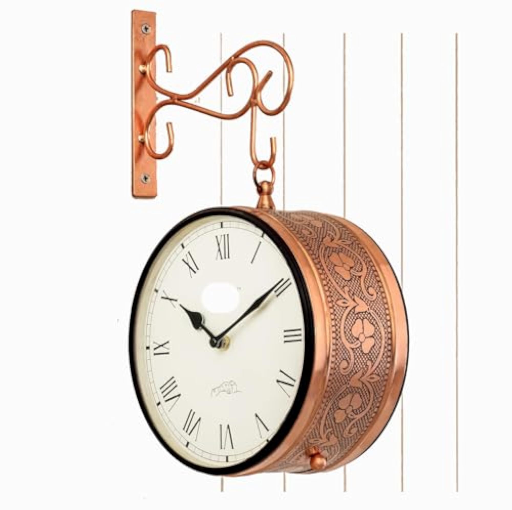 Roman Dial Double-Sided Metal Hanging Clock