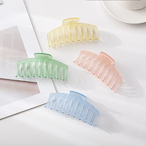 8 Pack 4.3"Large Hair Clips,2022 New Summer Models Jelly Frosted Effect Macaron Hair Clips For Women & Girls,2 Styles 4 Colors Strong Hold Matte Claw Hair Clips For Women Thick Hair & Thin Hair #TOP7