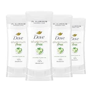 Dove Aluminum Free Deodorant for Women 4 Count Cucumber and Green Tea 72 hour odor protection 2.6 oz