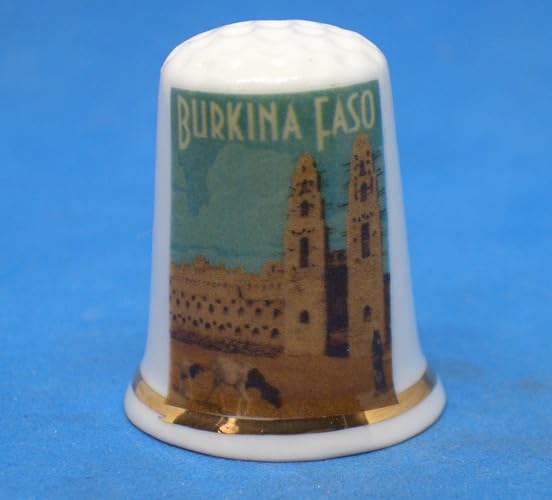 Birchcroft Dé à coudre en porcelaine de Chine à collectionner – Affiche de voyage du Burkina Faso – Boîte dôme