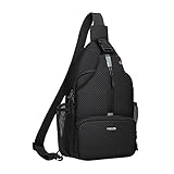 MOSISO Sling Backpack Hiking Daypack for Women Men, Lightweight Crossbody Sling Bag with Front Raised Pocket One Shoulder Chest Bag, Black