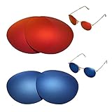 Walleva Polarized Fire Red + Ice Blue Replacement Lenses for Ray-Ban Round Metal RB3447 50mm